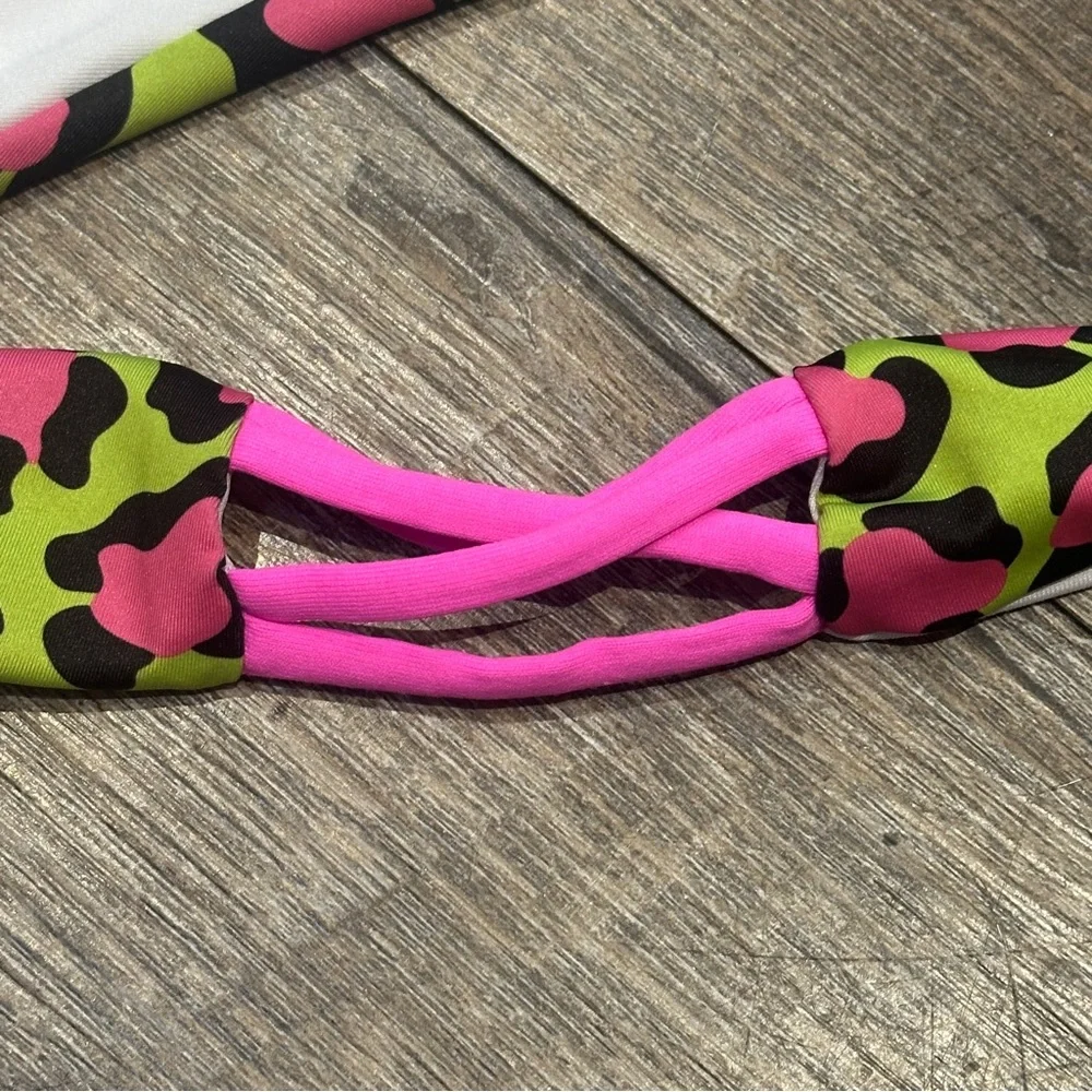 Yandy Vibrant Leopard Print Pink Green Bikini Bottom XLarge New with Tags